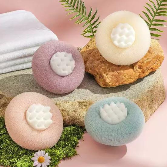 2Pcs Sunflower Bath Brush with Suction Cup Deep Exfoliating Shower Sponge 3D Honeycomb Structure Shower Scrubber