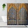 Tenda da Doccia Marocchina 3D Cancello Invecchiato Motivo Geometrico Design Porta d'Ingresso Ingresso Stile Orientale Architettonico Tende da Bagno