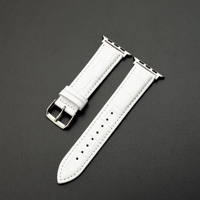 Genuine Leather Bamboo Grain Slim Apple Watch Band for Men & Women - iWatch Ultra Style