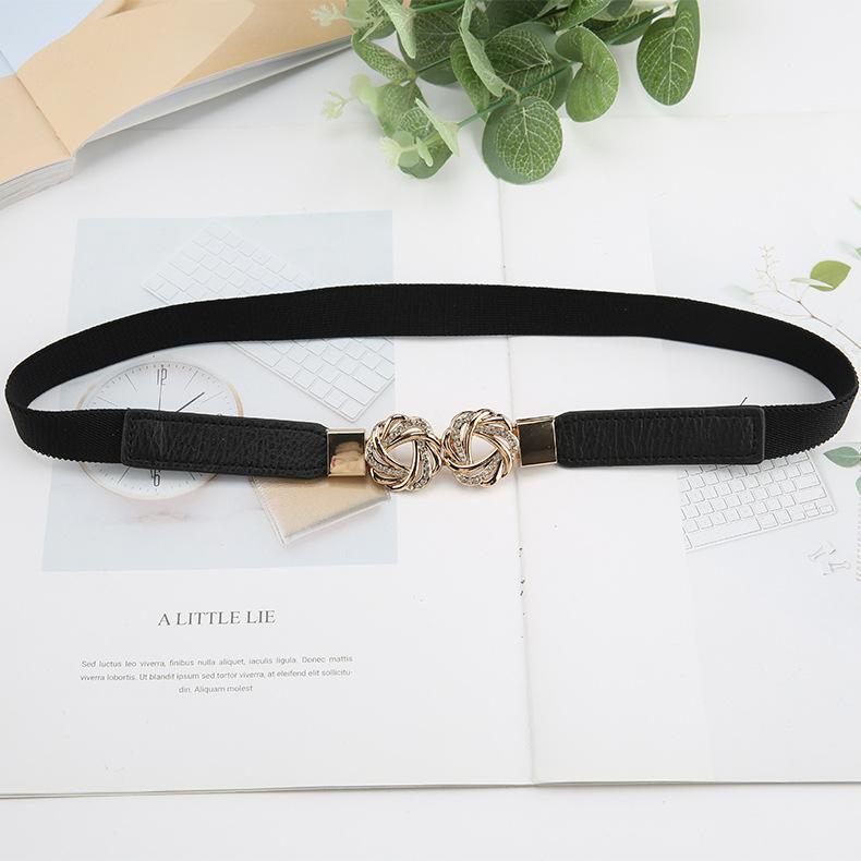 French Single Product Korean Style Temperament Retro Rhinestone Buckle Waist Seal Sweater Jacket Hook Belt Elastic Elastic Belt Women