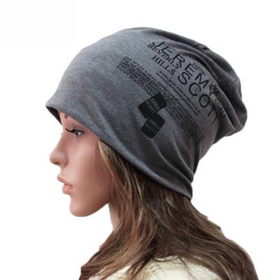 Fashion Autumn Winter Baggy Beanies Letters Print Hats for Women Hip Hop Head Cap