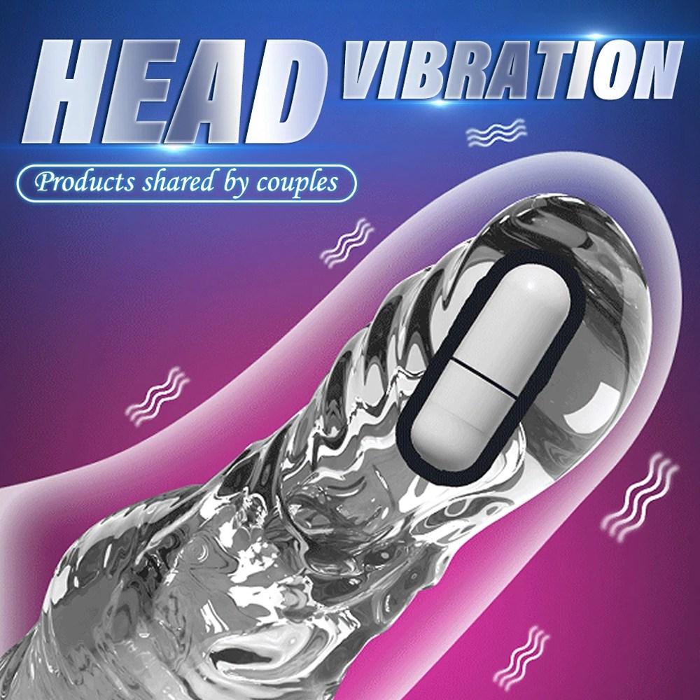 Extend 7cm Penis Enlargement Sleeve Vibrator Cock Ring Reusable Condoms Sex Toys for Men G Spot Vibrating Delay Ejaculation