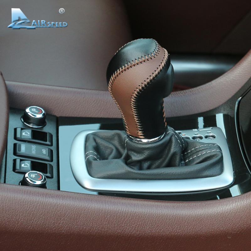 PU Leather Gear Shift Knob Handle Cowhide Cover Hand-sewn for Infiniti QX50 QX70 QX80 EX FX35 37 G37 Interior Accessories