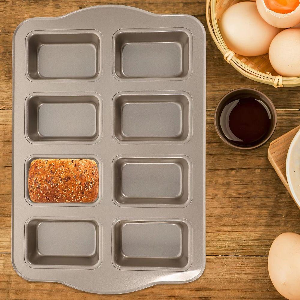 Non-Stick Mini Loaf Brownie Pans 8-Cavity Muffin Dessert Tray Mini Bread Baking Mold  Bakeware