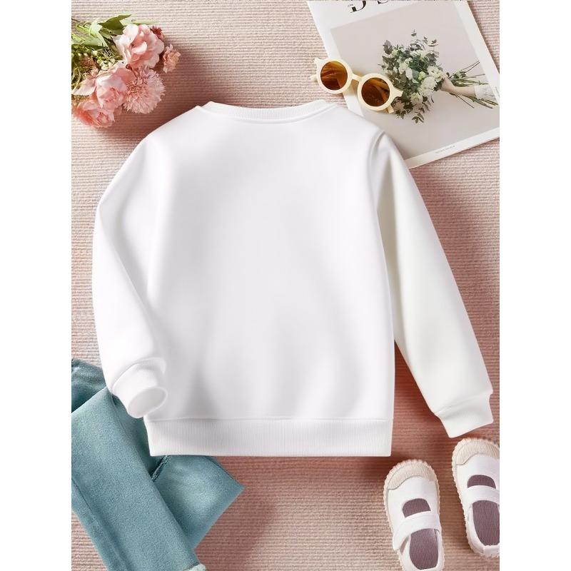 Kids Crewneck Long Sleeve Sweatshirt, Strawberry Text Graphic Print