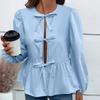 Women's  European American Casual Loose Sexy Tie-button Shirt Blouse Top