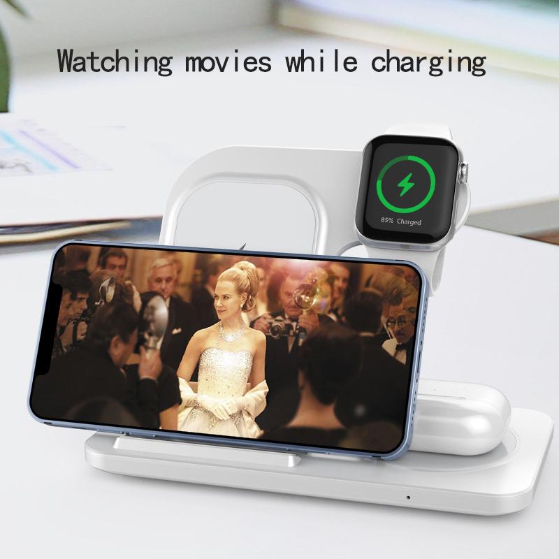 3 i 1 trådlöst laddarställ Snabbladdningsdockningsstation för Iphone 14 13 12 11 Pro Max Apple Watch 8 7 6 Iwatch Airpods Pro2