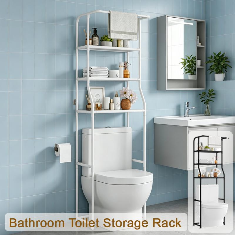 Bathroom Toilet Shelf,Toilet Rack, Three-Tier Shelving, Metal Structure for Vertical Installation,Multi-Layer Classified Storage