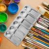 2pcs Stainless Steel Palette Watercolor Pigment Trays Color Mixing Plates Makeup Mixing Palette Watercolor Drawing Paint Trays Metal Pigment Plates