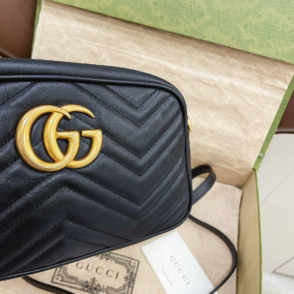 [Pre-Owned] Gucci GG Marmont Small Matelassé Shoulder Bag 'Black' - Excellent #14YGZT9