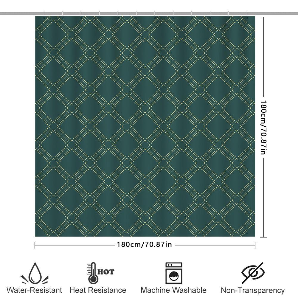 Green Geometric Shower Curtain Waterproof Bathroom Decor Polyester Modern Design 60 X 72 Inch (Modeltc315)