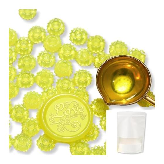 [techichidou] Sealing Wax 100 Pieces Translucent Yellow Sunflower Shape Sealing Wax Sealing Stamp Wax Beads Transparent Wedding Invitation Letter