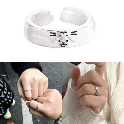 Anillos simbólicos ajustables de moda con diseño único de gato y perro, anillos adornados, regalo especial para entusiastas de los animales