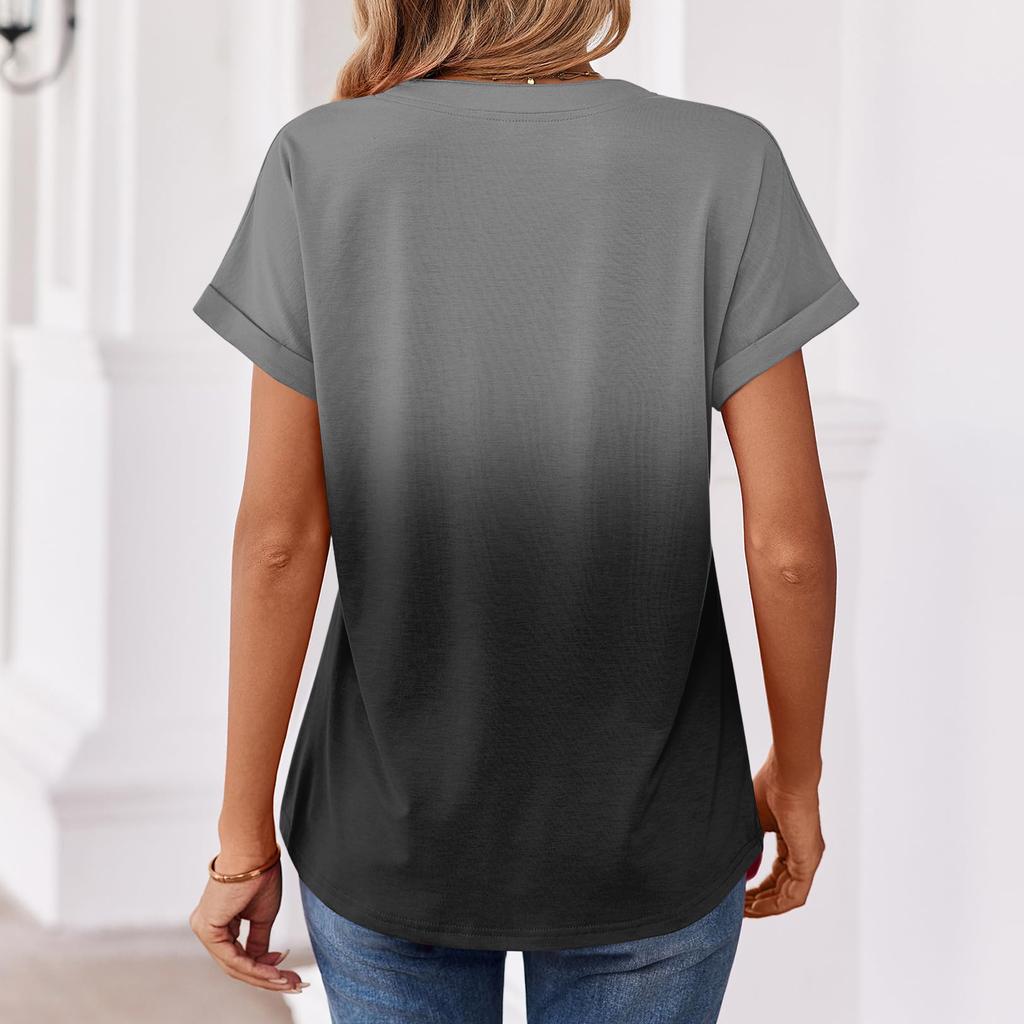 Dames tops: T-shirt met korte mouwen, zomerse V-hals shirts, werkblouses, zakelijke tunieken