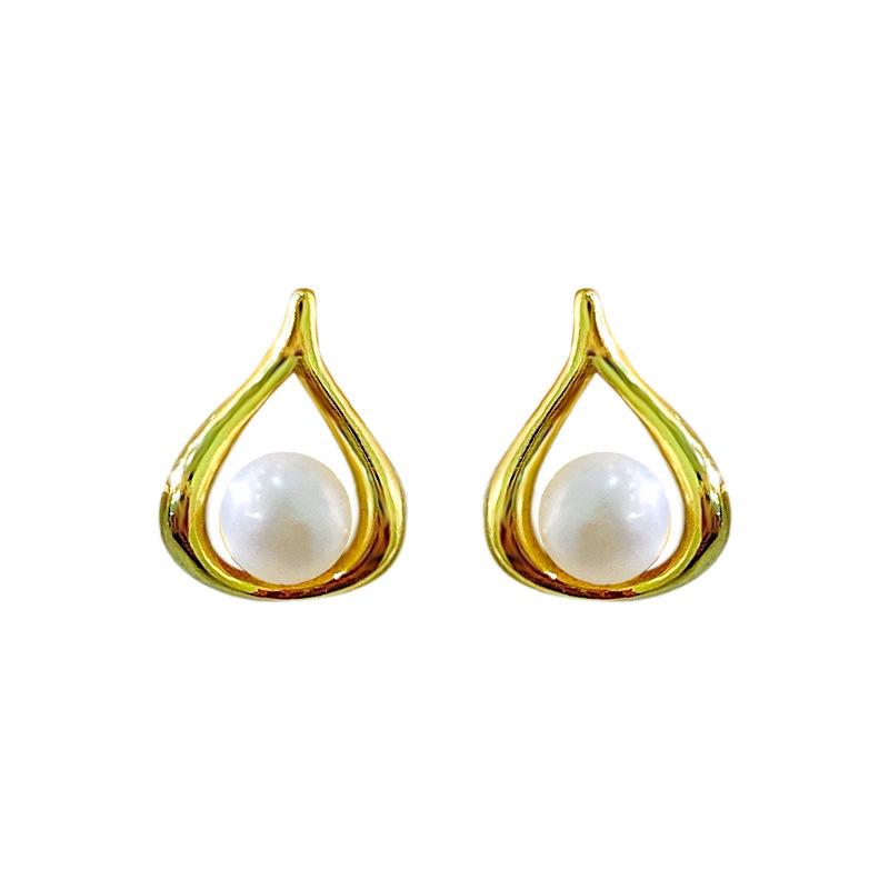 Elegant Temperament Water Drop Pearl Earrings High-end Sense Daily Commuting Intellectual Style Earrings