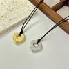 Fashion Spiral Heart-Shaped Pendant Necklace for Women Adjustable Long Black Wax Rope Clavicle Chain Charm Couple Birthday Gift