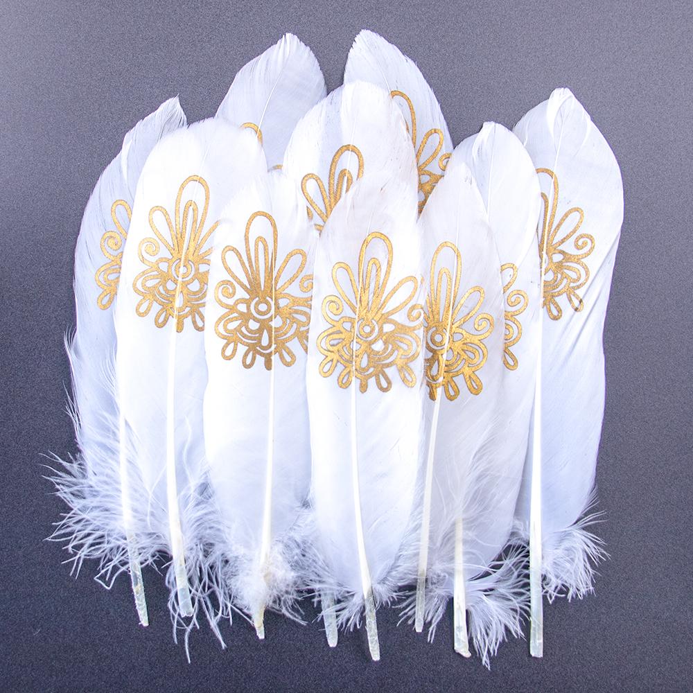 10PCS Gold Feathers Decoration 15-20CM Natural White Turkey Goose Duck Pheasant Feathers Plumes Handicraft Accessories