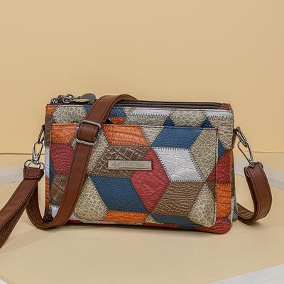 Color Block Shoulder Bag Women's Large Capacity Crossbody Bag Mobile Phone Bag Coin Purse Mother Bag