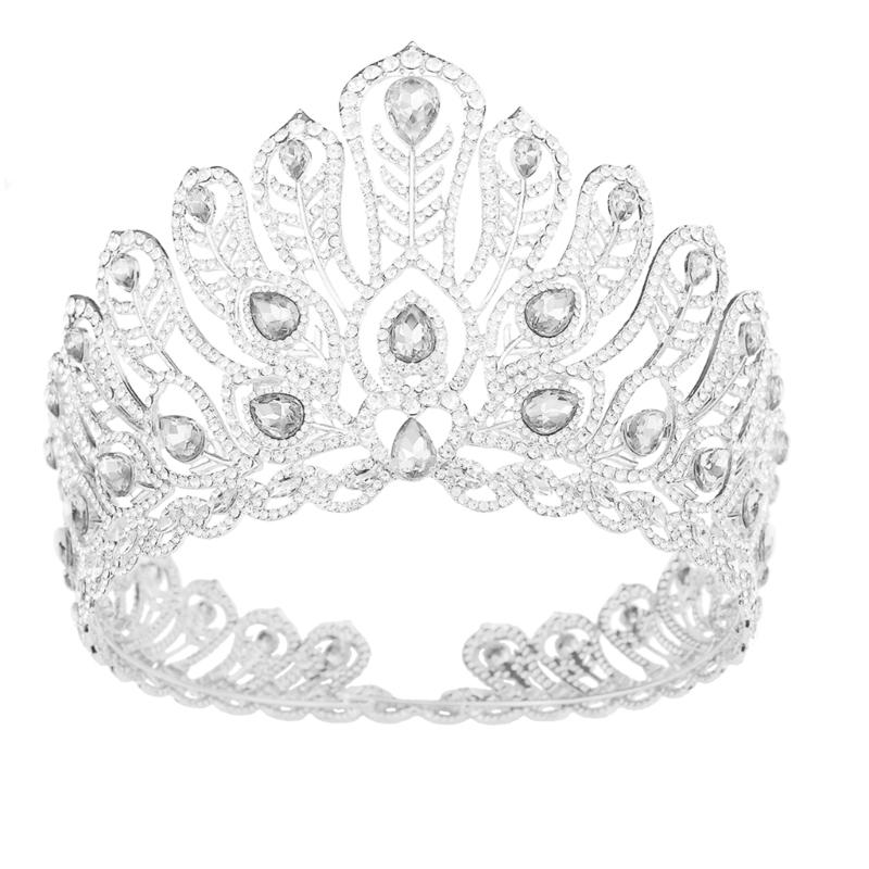 

Princess Tiaras Wedding Hairpiece Delicate Crystal Inlayed Wedding Tiaras Charm for Queenly Bridal Hair Accessories