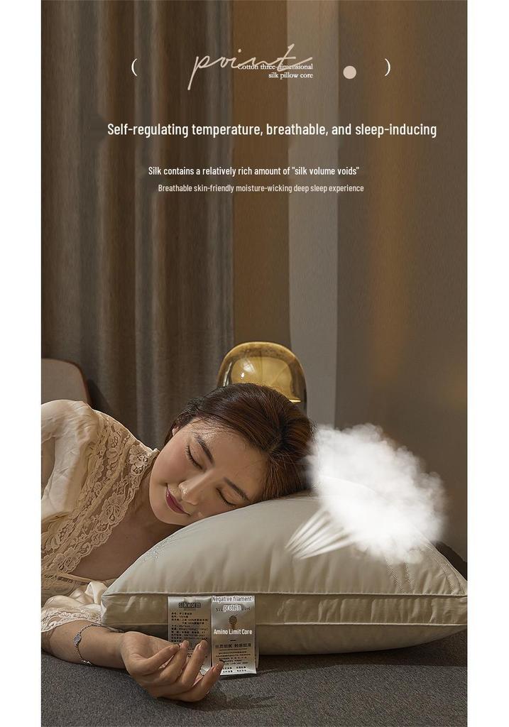 Luxury Silk & Cotton Neck Support Pillow Pair for Home Use