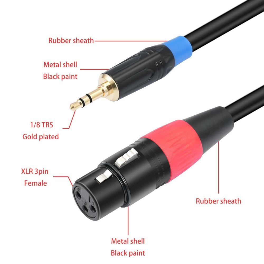 XLR to 1/8 Inch Stereo Aux Interconnect Audio Adapter Cable  for Microphone Setup