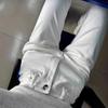 170 Extra Long White Slim Straight-Leg High Waist Jeans for Tall Women - Stretch Cigarette Pants for Spring and Autumn