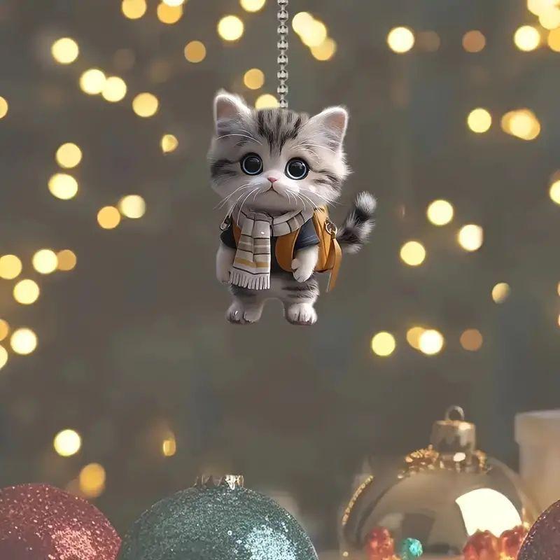 New 2D flat acrylic cute cat car pendant, backpack accessories, mobile phone pendant, keychain, home decoration