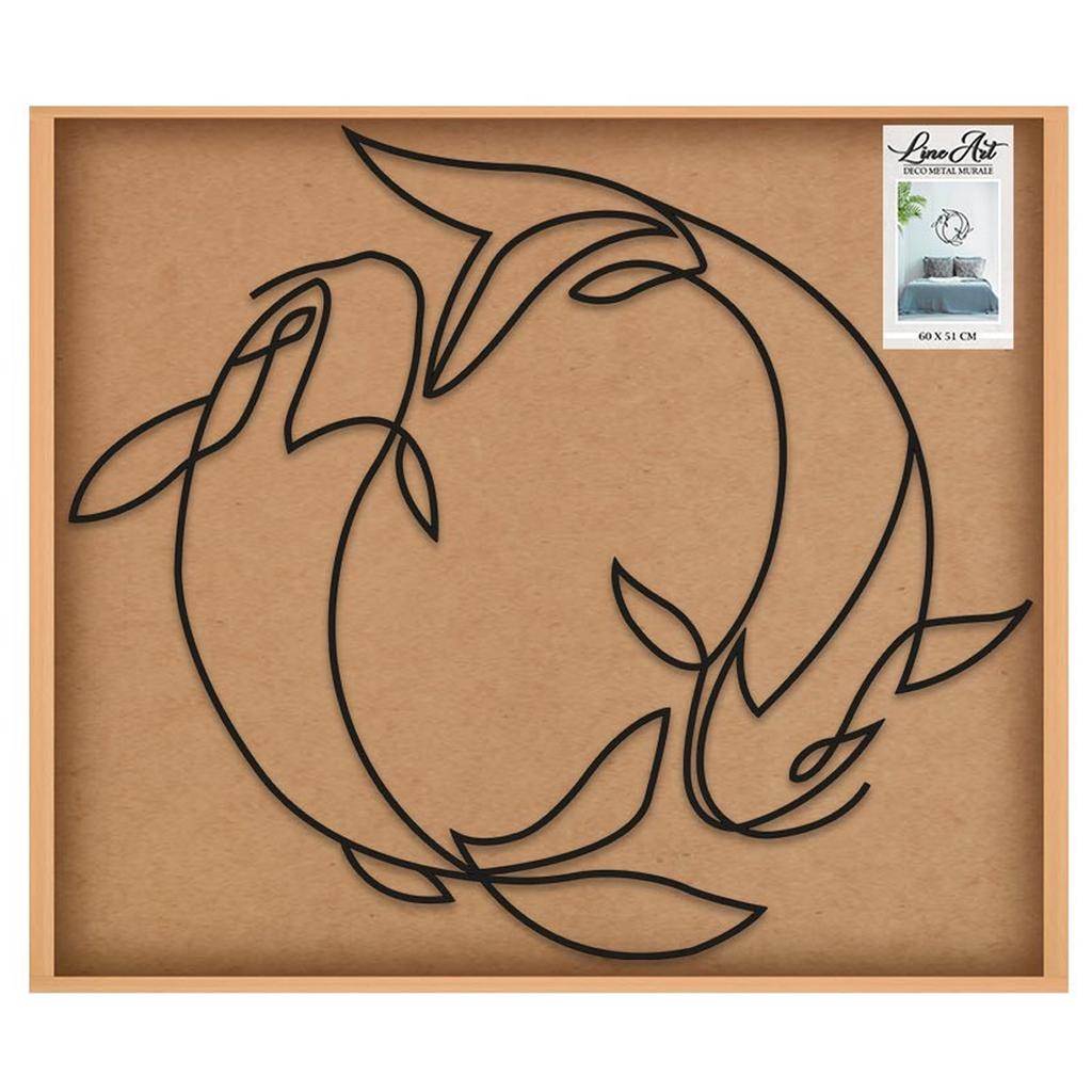 Les Trésors De Lily [A3243] - Decoração de metal XXL 'Carpas' preta - 60x51 cm