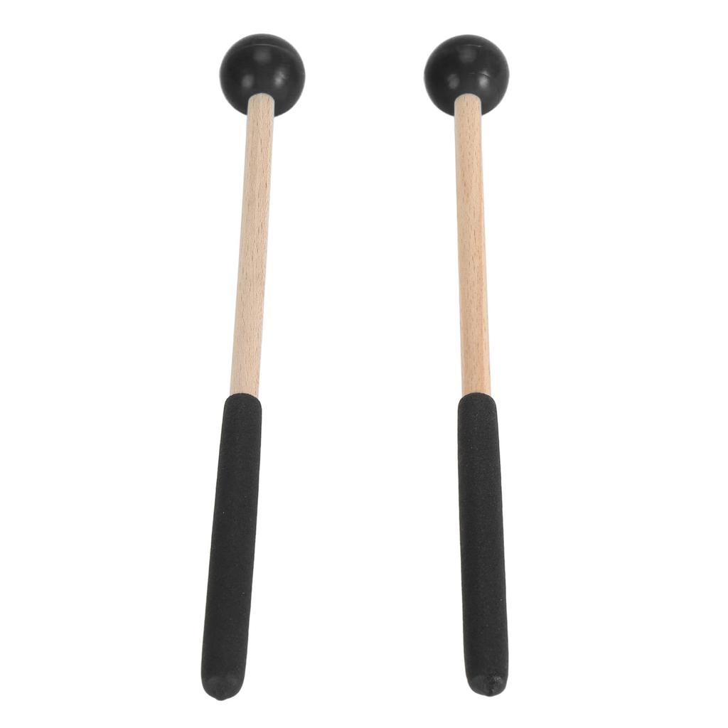 1 Pair Percussion Mallet Rubber and Maple Multifunctional Tongue Drum Mallet for Concert Black