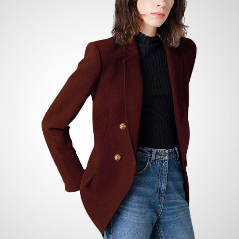 

Бордовый женский модный повседневный профессиональный блейзер Burgundy S