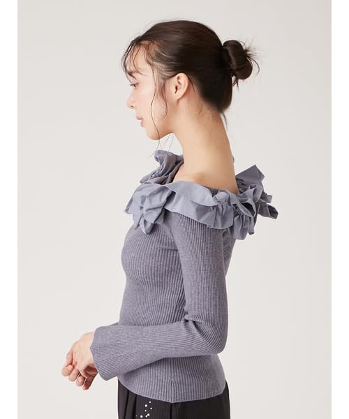 Lily Brown Voluminous Frill Knit Top LWNT245053 BLU Women's