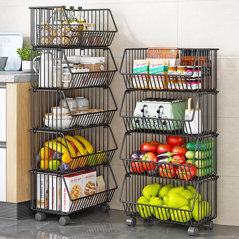 Multi-layer Floor-standing Fruit & Veggie Basket Rack for Kitchen & Home