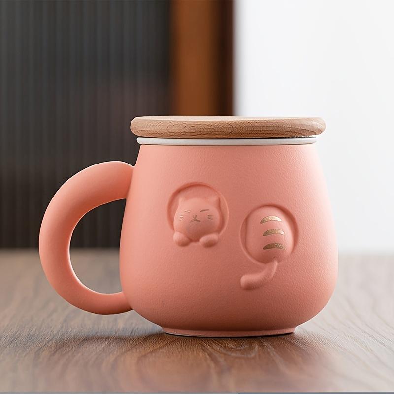 

Грубая керамика, расписанная золотом, керамическая чашка для чая, милая милая чашка с кошкой-питомцем, с крышкой, фильтром, кружка из 3 предметов, для гостиной, дома, для питья воды, чашка для чая, чашка для кофе