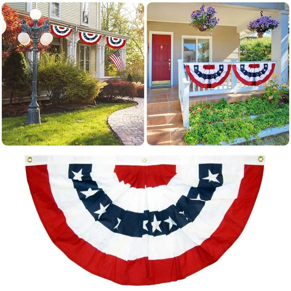 Independence Day Decoration Outdoor Garden Decoration Fence Fence Pendant Fan Flag Hanging Happy Easter Banner Sign Wall Banner