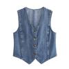2025 Summer Y2K European & American Style Women's Denim Vest Waistcoat B88464
