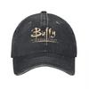 Buffy postrach wampirów Płócienna czapka z daszkiem z efektem sprania Klasyczny design z logo Unisex Regulowana czapka Styl vintage Codzienne ubranie