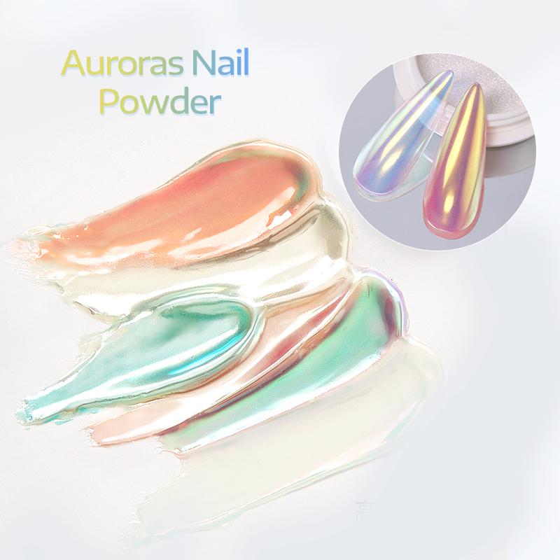 NICOLE DIARY Aurora Prášek na nehty Bílý Pigment Perleťový Třecí Prach Efekt Nail Art Třpytky Manikúra Příslušenství k nehtům