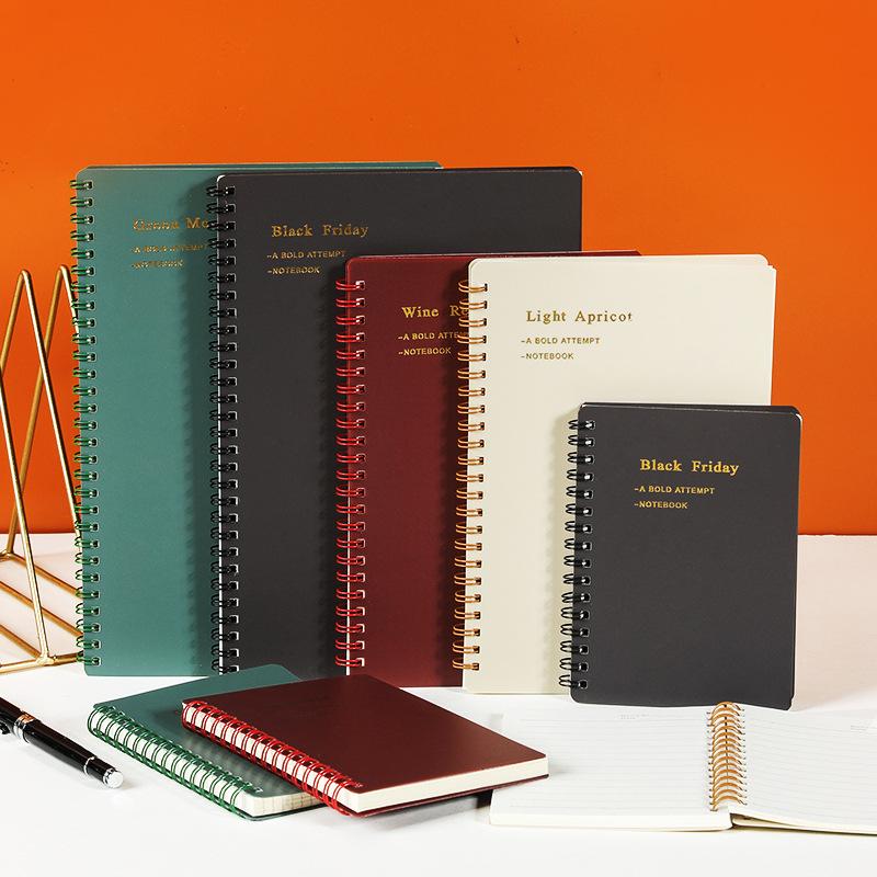 Morandi Coil Notebook with Frosted PP Cover and Horizontal Line Grid for Students