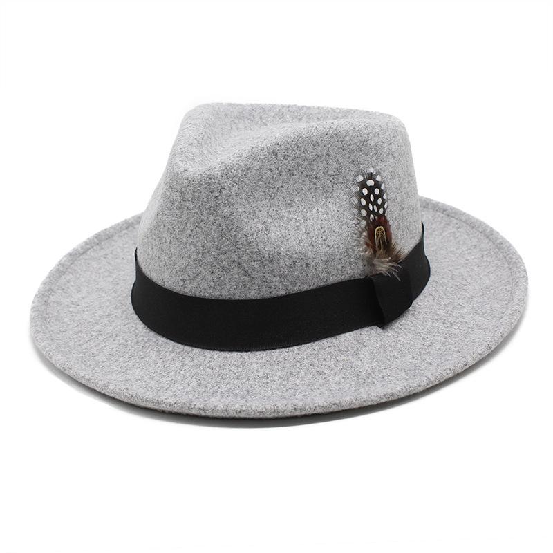 

Высококачественная шерстяная шляпа-цилиндр, женская британская ретро-шляпа в стиле джаз с закругленными полями, мужская повседневная фетровая шляпа, цилиндр Lmn184 M（56-58cm）