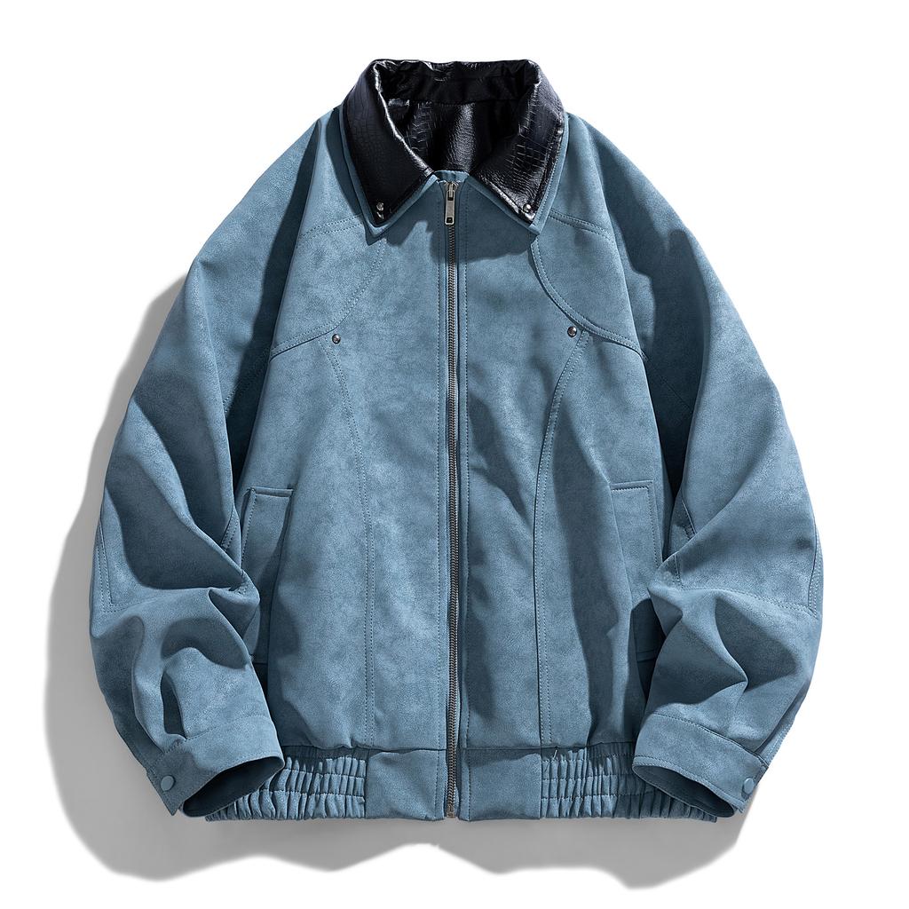 Baseballuniform Waschen Lederjacke Herren Frühling und Herbst Revers Locker Pilot