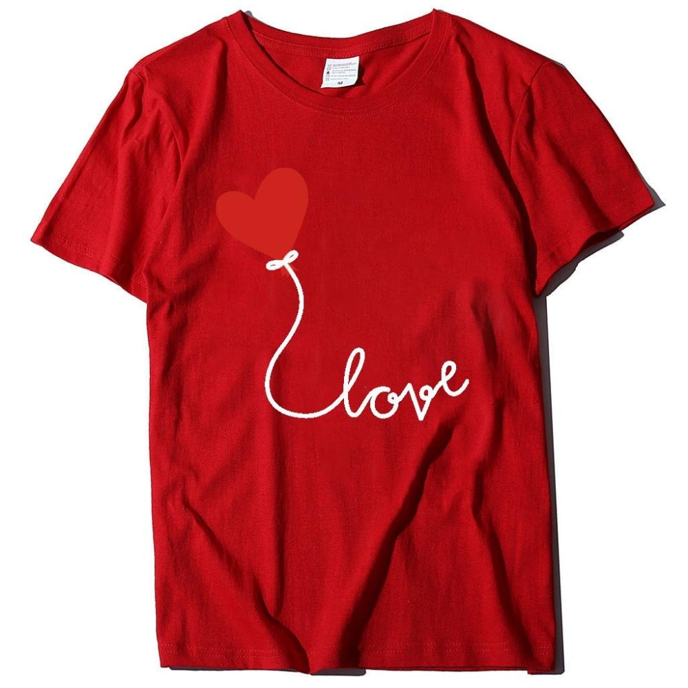 Valentines Day LOVE Love Balloon Printed Summer Womens Short sleeved Tshirt