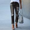 Women's Skinny Ripped Jeans Mid Rise Distressed Destroyed Denim Pants with Pockets Stretchy Slim Fit Jean Trousers
