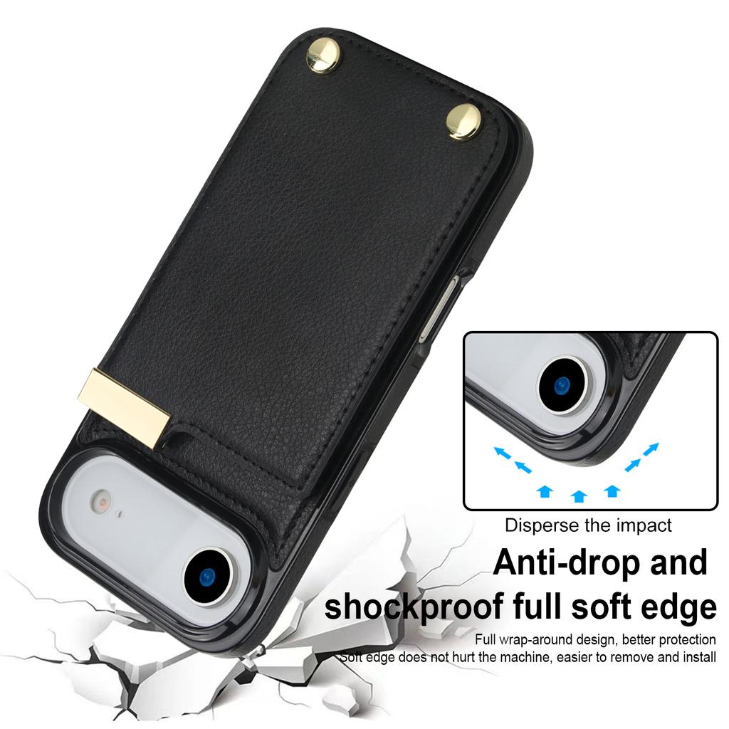 For iPhone Air Case TPU + PU Leather Hardware Decor Phone Cover with Card Holder