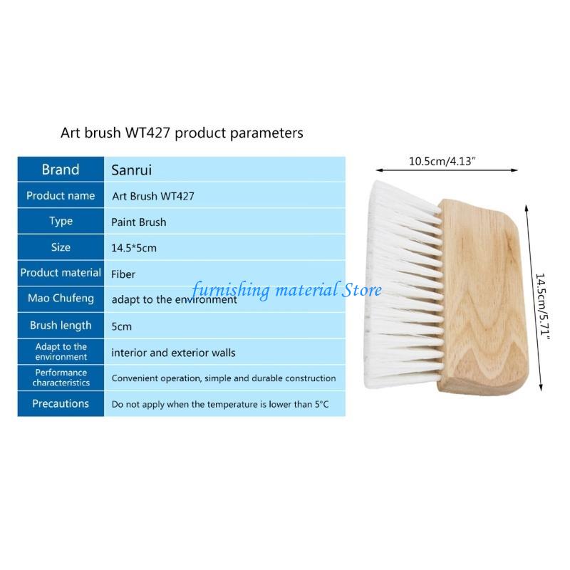 Y5GD Practical Flat Brush Fiber Brush with Wooden Handle Hand-held Art Brush Furniture Brush Cleaner for Indoor Outdoor Wall