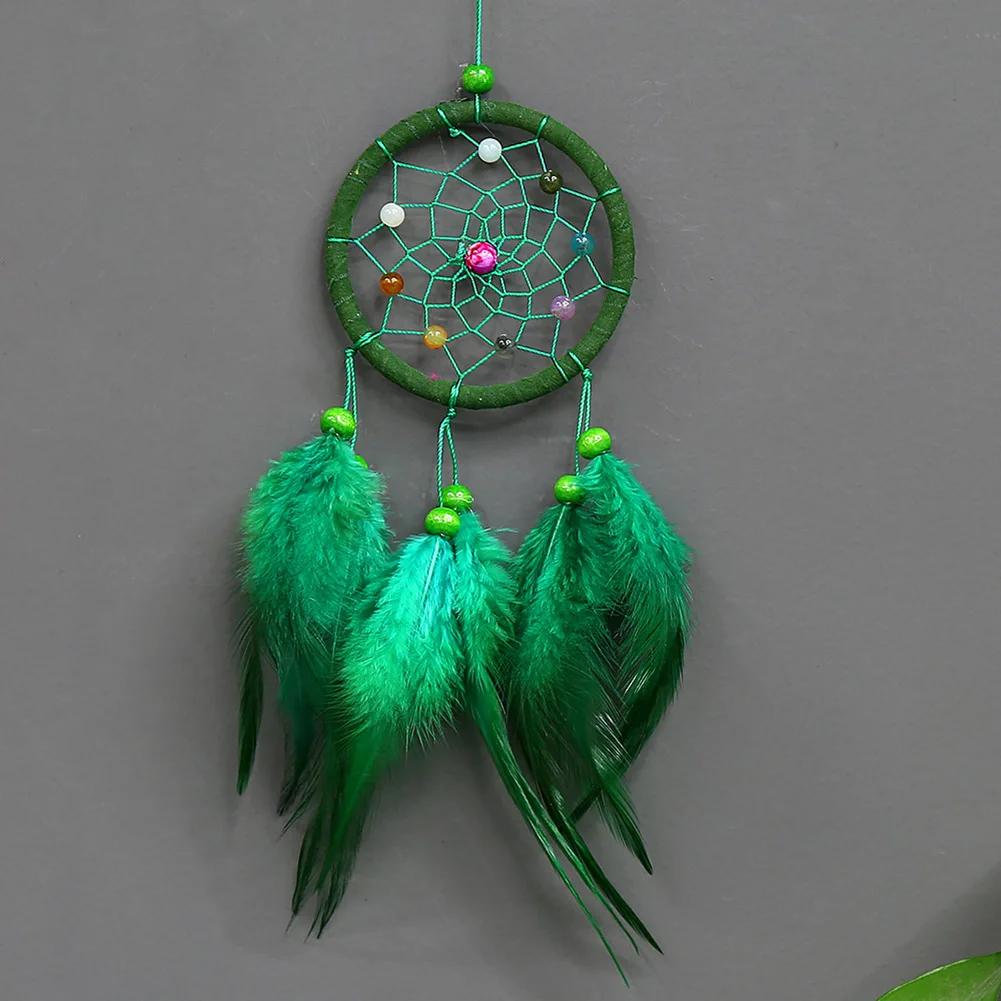 

Tassel Dream Catcher Decoration for Car Ornaments Room Decor Dreamcatchers Wall Hanging with Rattan Bead Feathers Wind Chimes зелений