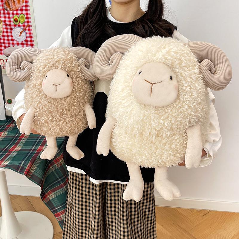 Adorable Curly Sheep Plush Toy - Soft Woolen Doll Gift for Kids