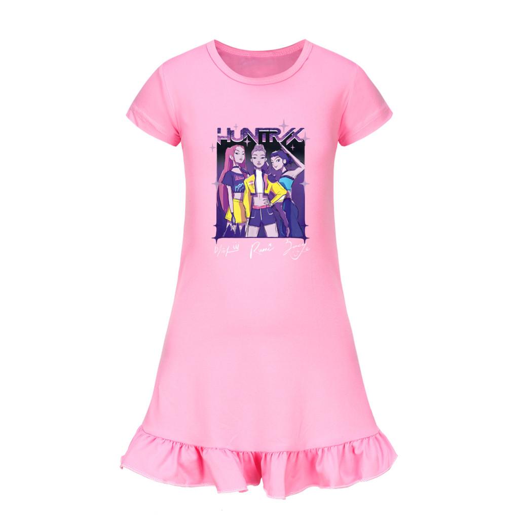 5022 Kids Girls Mira Zoey Rumi Printed Ruffle Short Sleeves Casual Dress