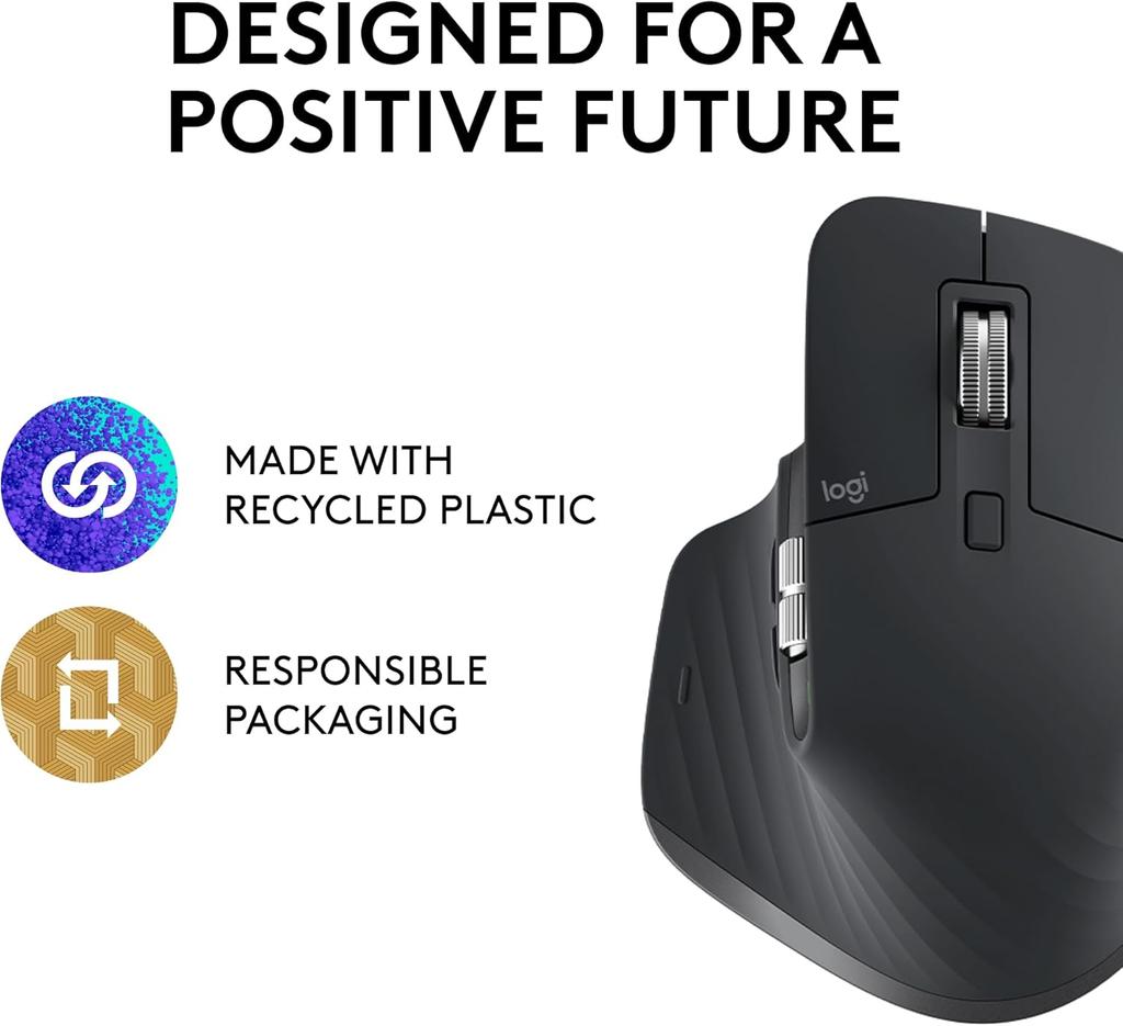 Logitech Master Series MX Master 3S Wireless Bluetooth Mouse Ergonomic Office Silent Mouse with Wireless Receiver