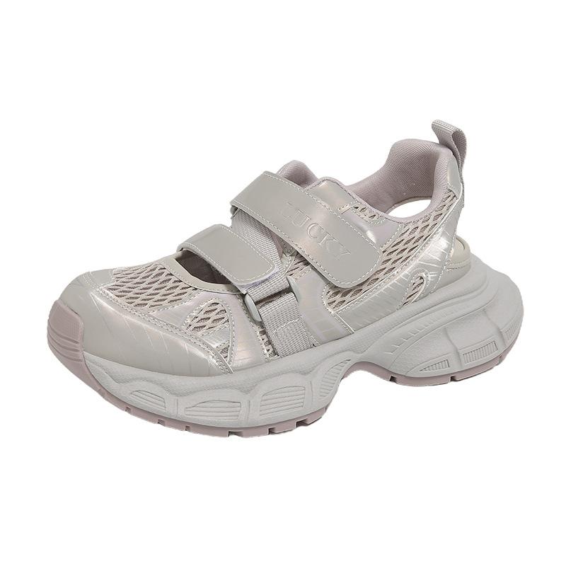 Thick-soled Hollow Mesh Breathable Dad Shoes Women's Summer New Inner Height-increasing Casual Sandals Velcro Versatile Sports Shoes