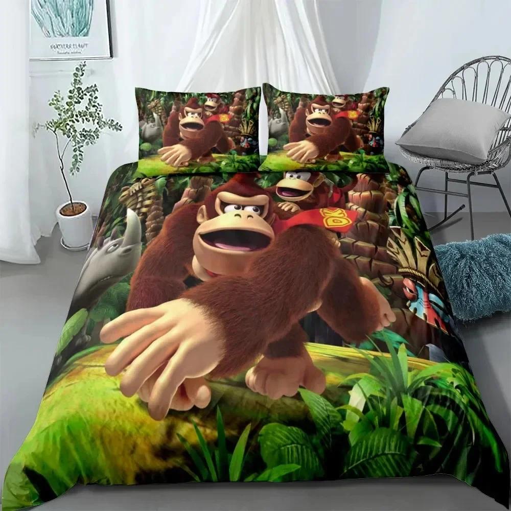 Affe Cartoon Donkey Kong Bettbezug Set King Queen Double Full Twin Einzelgröße Bettwäsche Set Bezug mit Kissenbezug Kundenspezifisch
